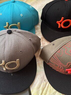 Lot of 4 Nike True Kevin Durant KD Logo Adjustable Strapback Hat Cap Black Orang